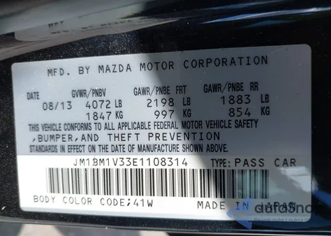 2014 Mazda Mazda3 S Touring из США, поврежденный, VIN JM1BM1V33E1108314